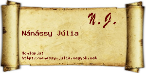 Nánássy Júlia névjegykártya